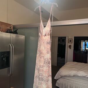 Lulu's Pink and Cream Floral Dress